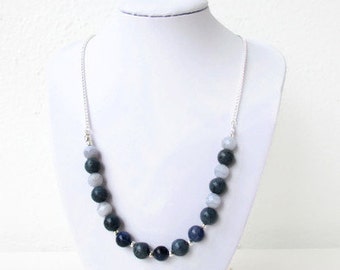 Blue crystal gemstone necklace - semi precious gemstone Lapis Lazuli necklace -  Handmade in the UK