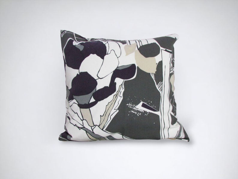 Grey and purple cushion cover Ikea Janette cushion abstract floral throw pillow cover handmade in the UK image 2