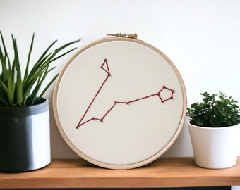 Pisces star sign wall art - hand embroidered constellation - zodiac wall hanging - Gift for March birthday or gift for pisces