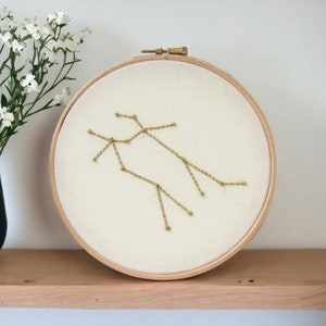 Gemini star sign hand embroidery hoop art zodiac constellation gift for gemini or June birthday image 1