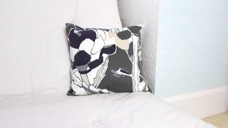 Grey and purple cushion cover Ikea Janette cushion abstract floral throw pillow cover handmade in the UK image 5