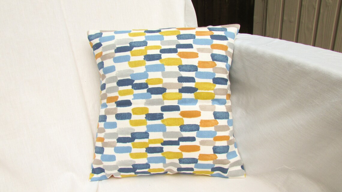 Blue and orange cushion cover modern pillow cover in Batik Etsy