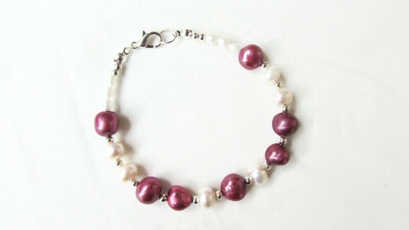 Bracelet Argent Sterling Avec Perles De Culture Baroques Roses, Violettes Et Blanches - Neuf Avec étiquettes