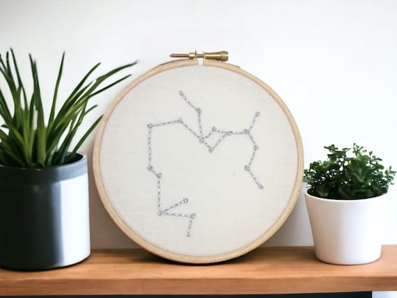 Sagittarius zodiac wall art - Hand embroidered sagittarius star sign wall decor - gift for December birthday or sagittarius