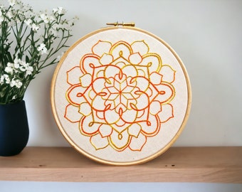 Colourful Mandala wall hanging - modern hand embroidery wall art - new home textile art gift