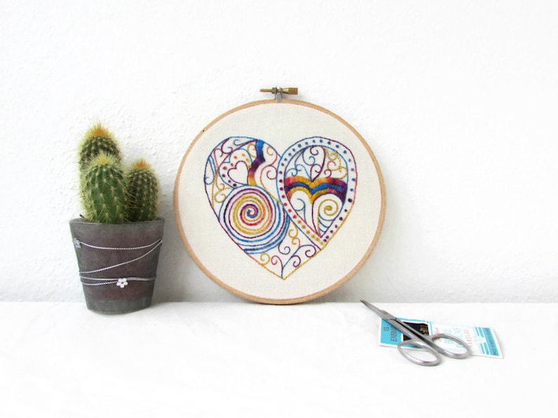 new home textile art gift Colourful doodle wall art modern hand embroidery wall hanging