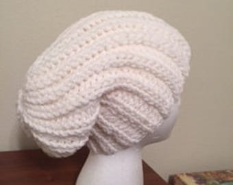 Women Handmade Crochet Ribbed Style Slouchy Hat