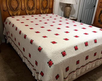 Beautiful Handmade Crochet Queen Size Bedspread