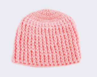 Girls Crochet Ribbed Style Beanie Hat