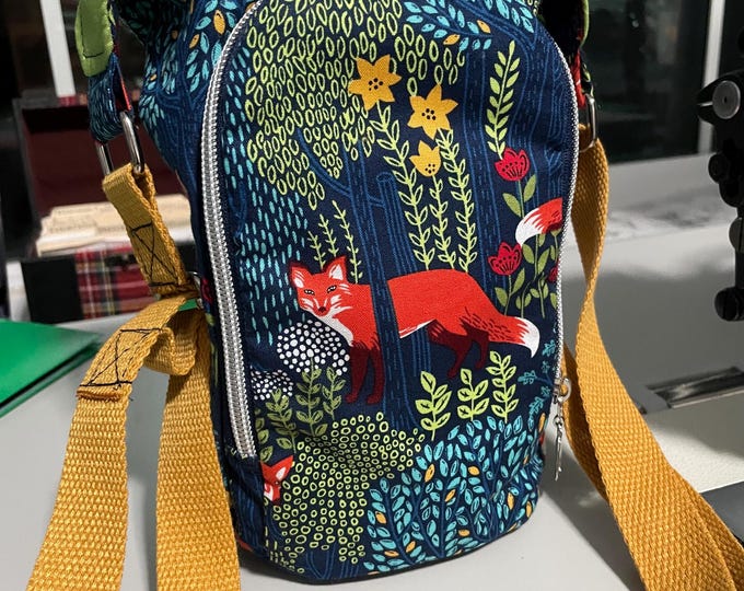 Water bottle sling bag with wallet pocket--fox and flora