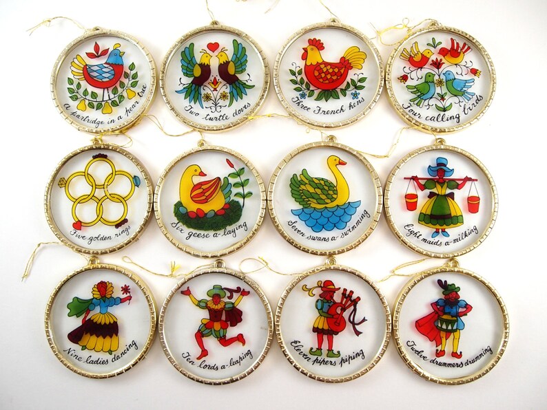 Vintage 12 Days Of Christmas Ornaments 