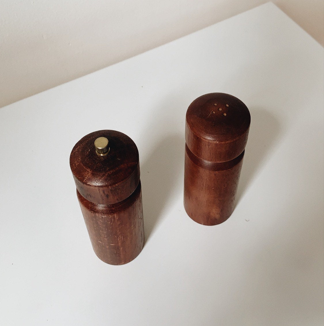 Vintage teak salt & pepper shakers