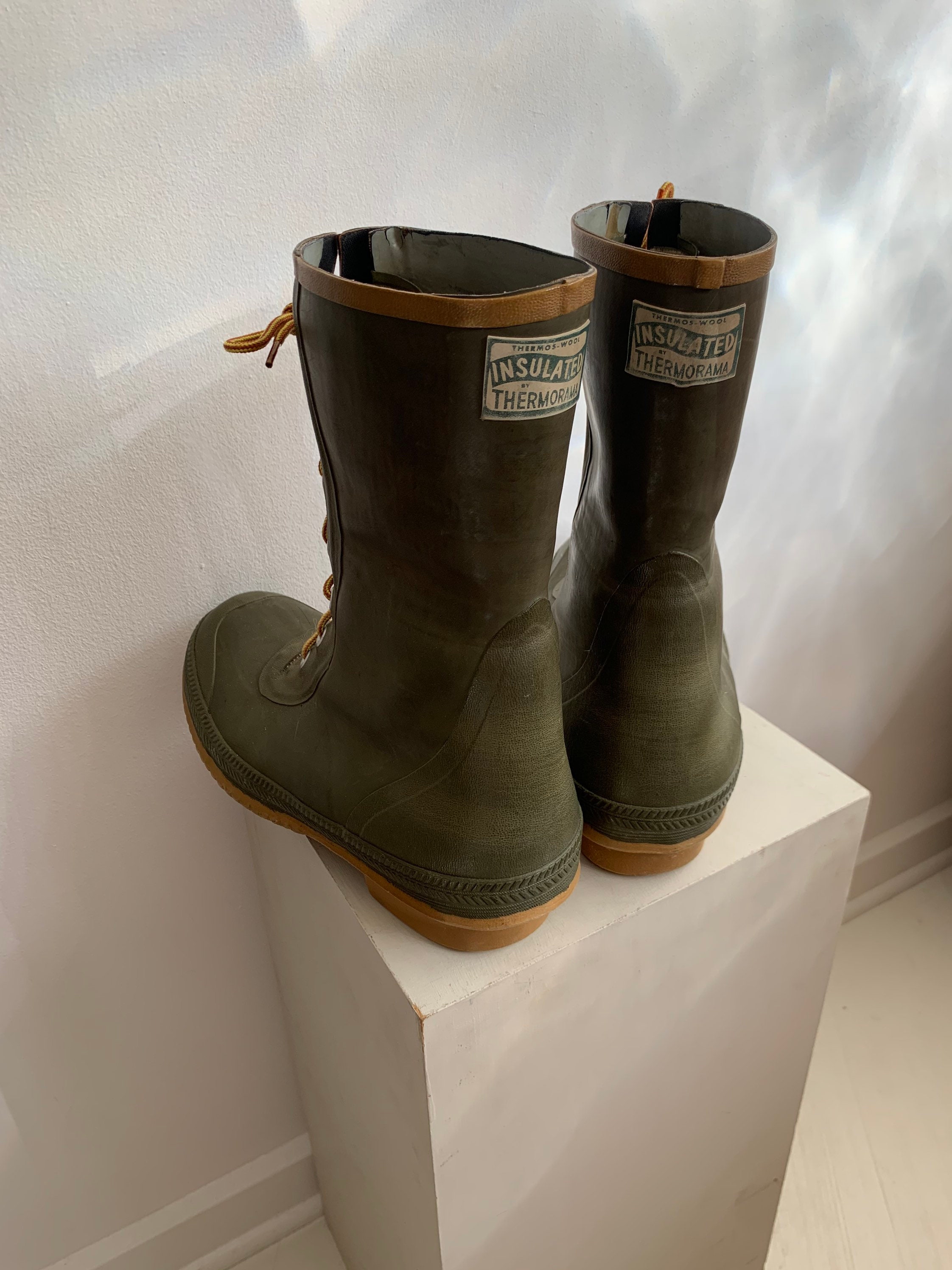 Lace up rubber boots discount