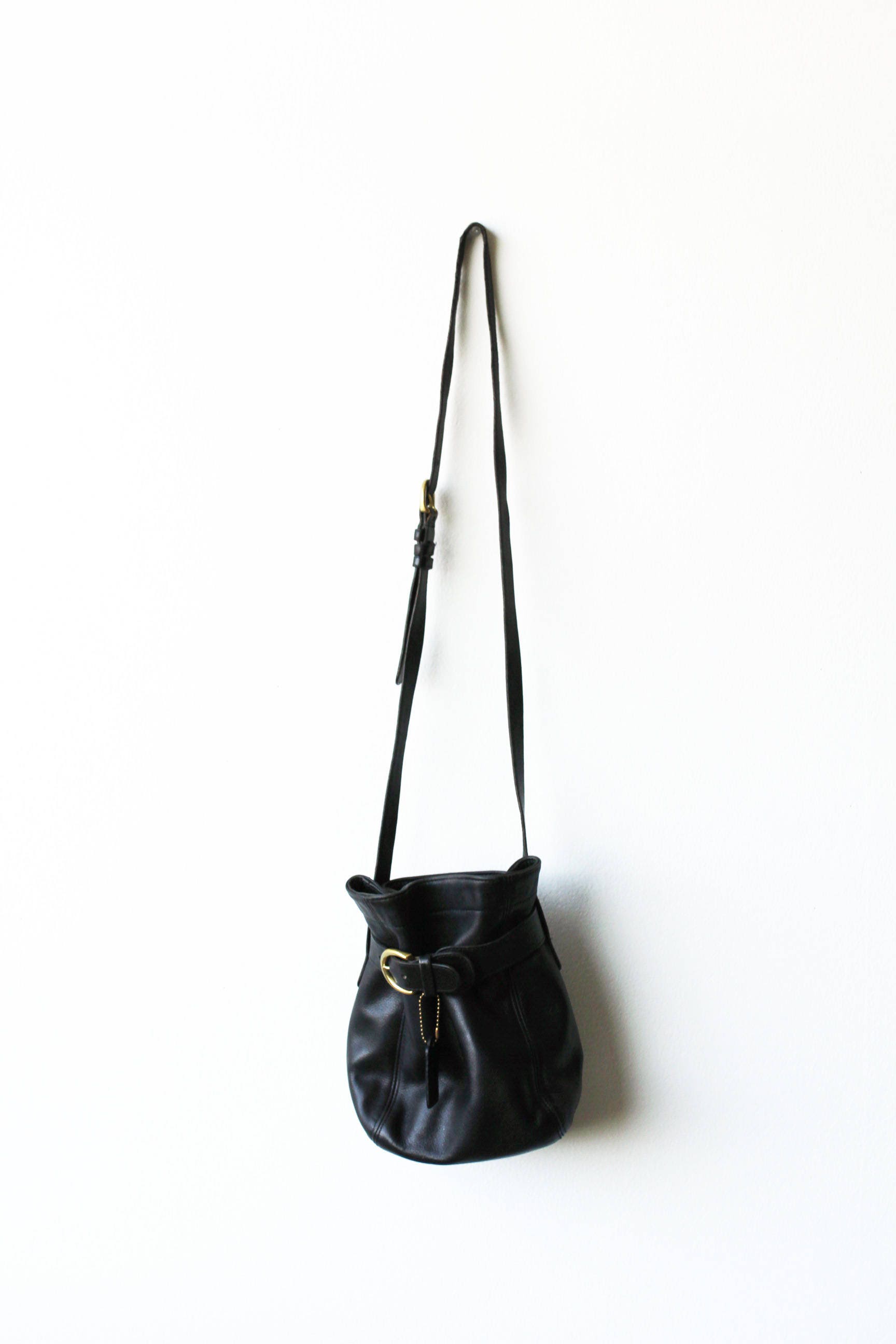 Rare Authentic Vintage Coach Black Leather Classic Bucket Bag - EUC