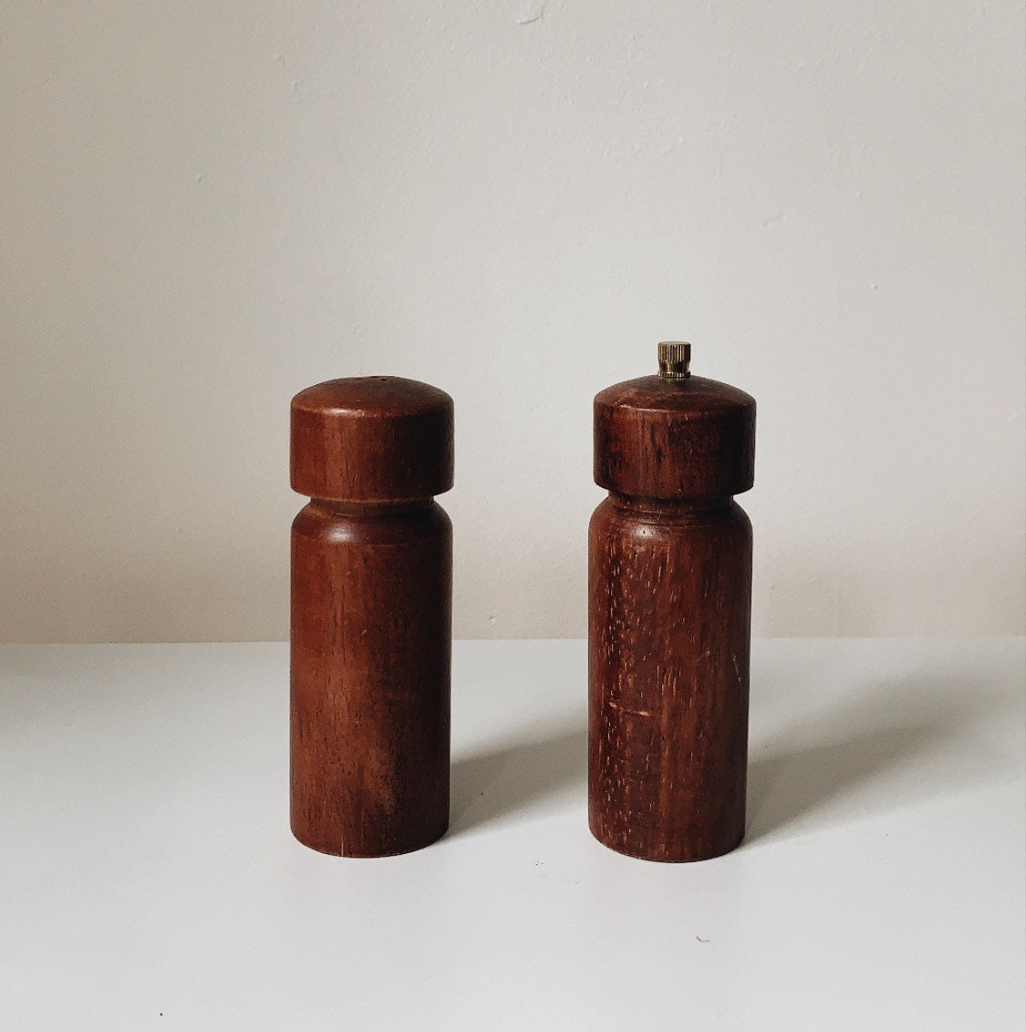 Vintage teak salt & pepper shakers