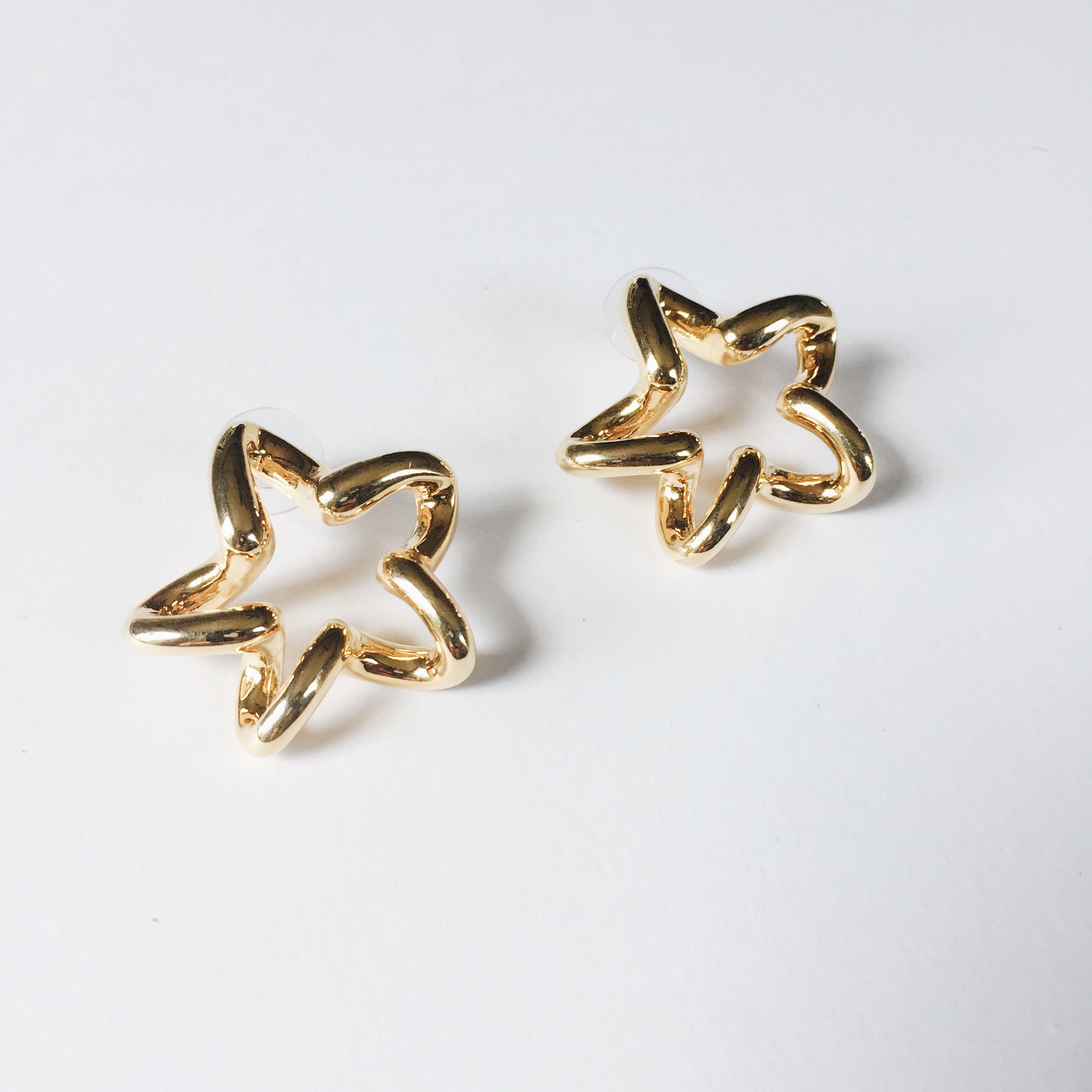 vintage statement earrings gold star earrings pierced earrings