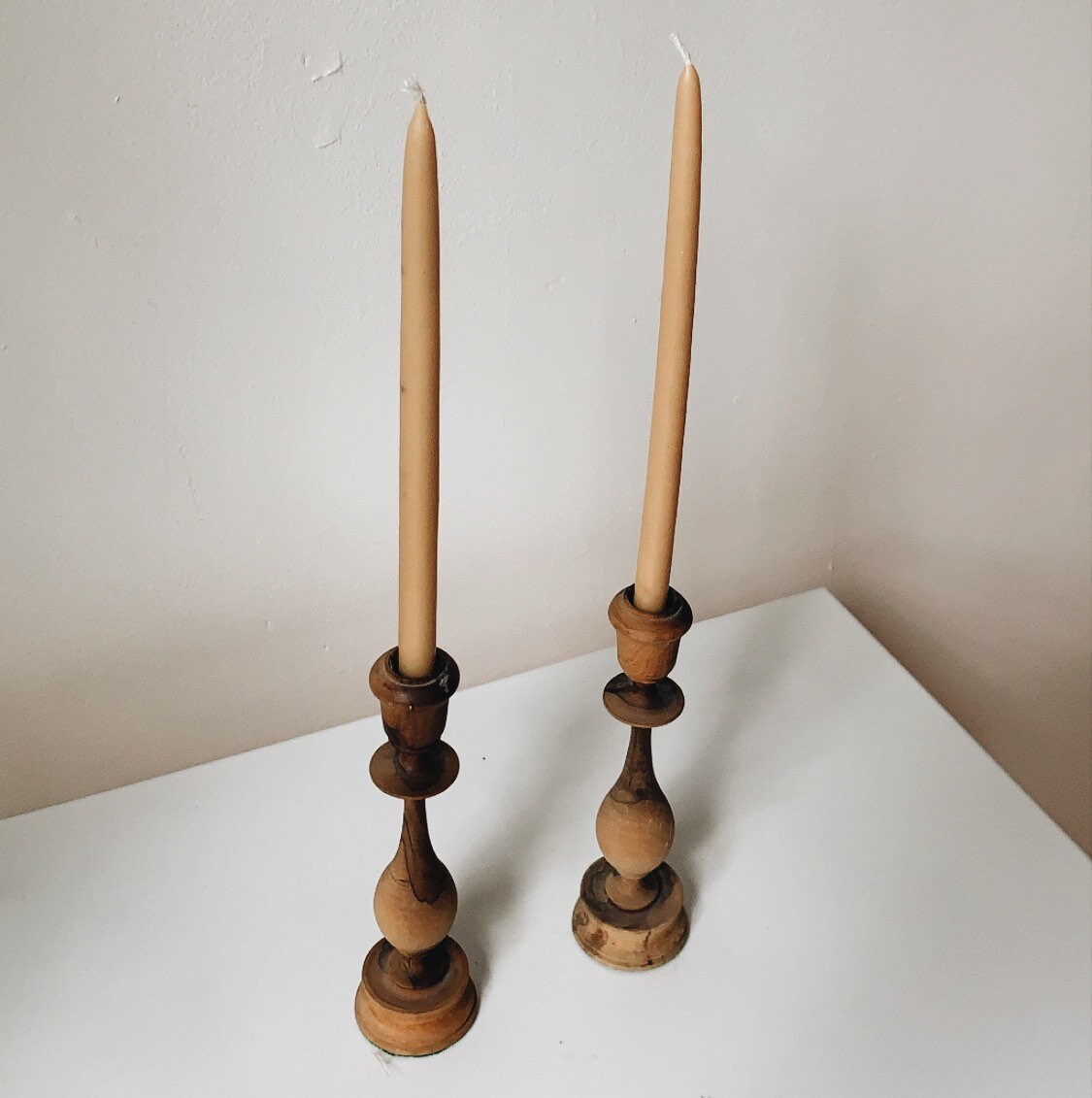 Mid Century modern wooden candle holders