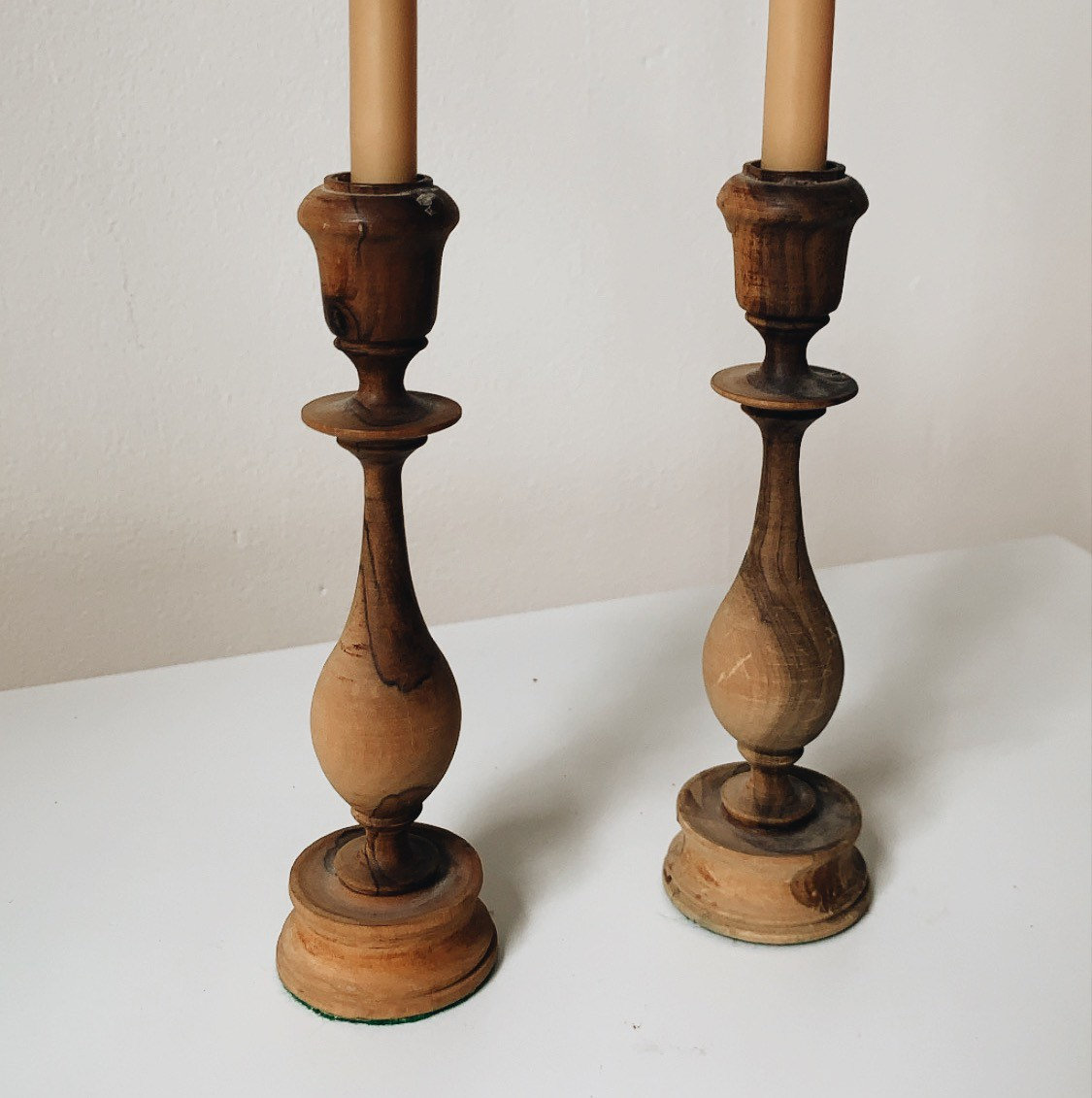 Mid Century modern wooden candle holders