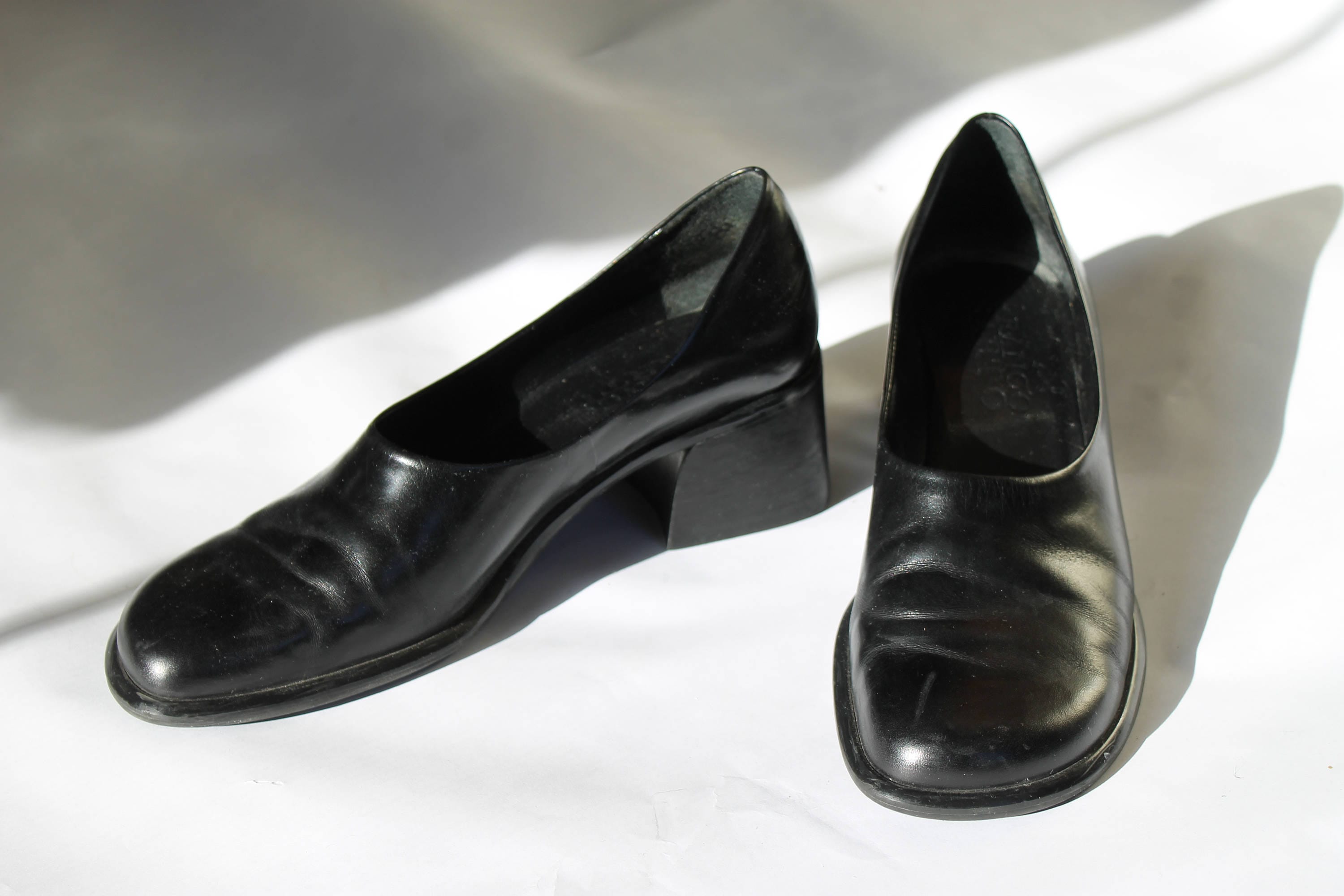 vintage 90s franco sarto l black leather pumps | leather pumps | size 8 ...