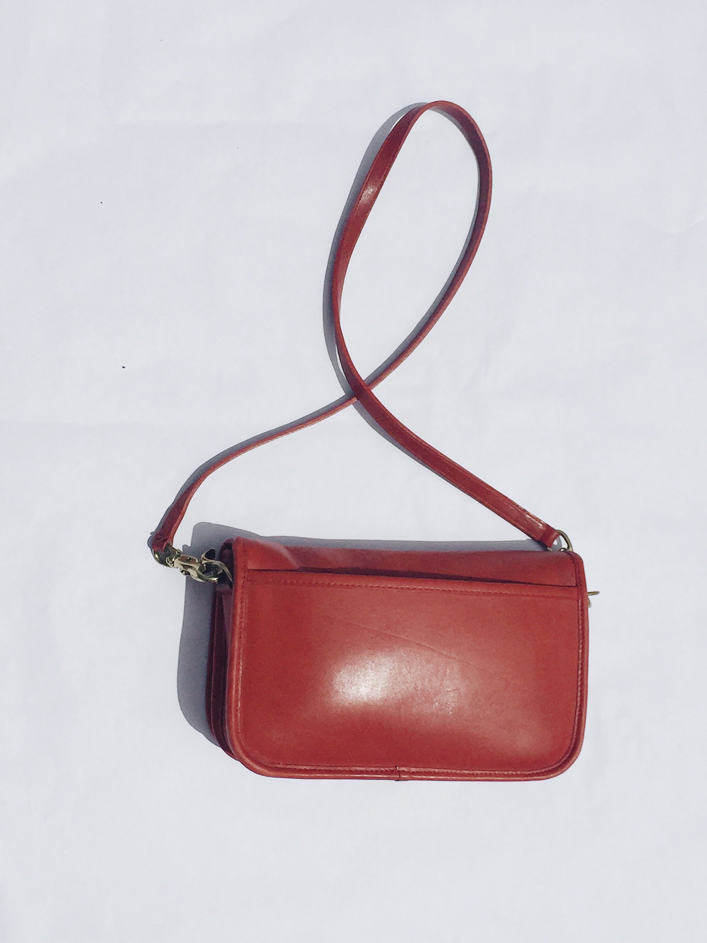 Vintage 1990s red crossbody COACH purse, adjustable strap, red COACH bag, Able Shoppe, coach handbag