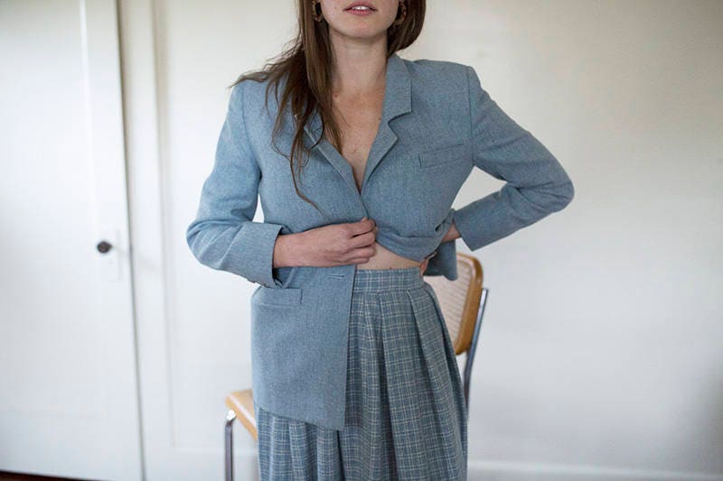 100 wool Pendleton plaid skirt blazer suit 90s matching suit women s suit vintage suit vintage wool plaid blazer and skirt