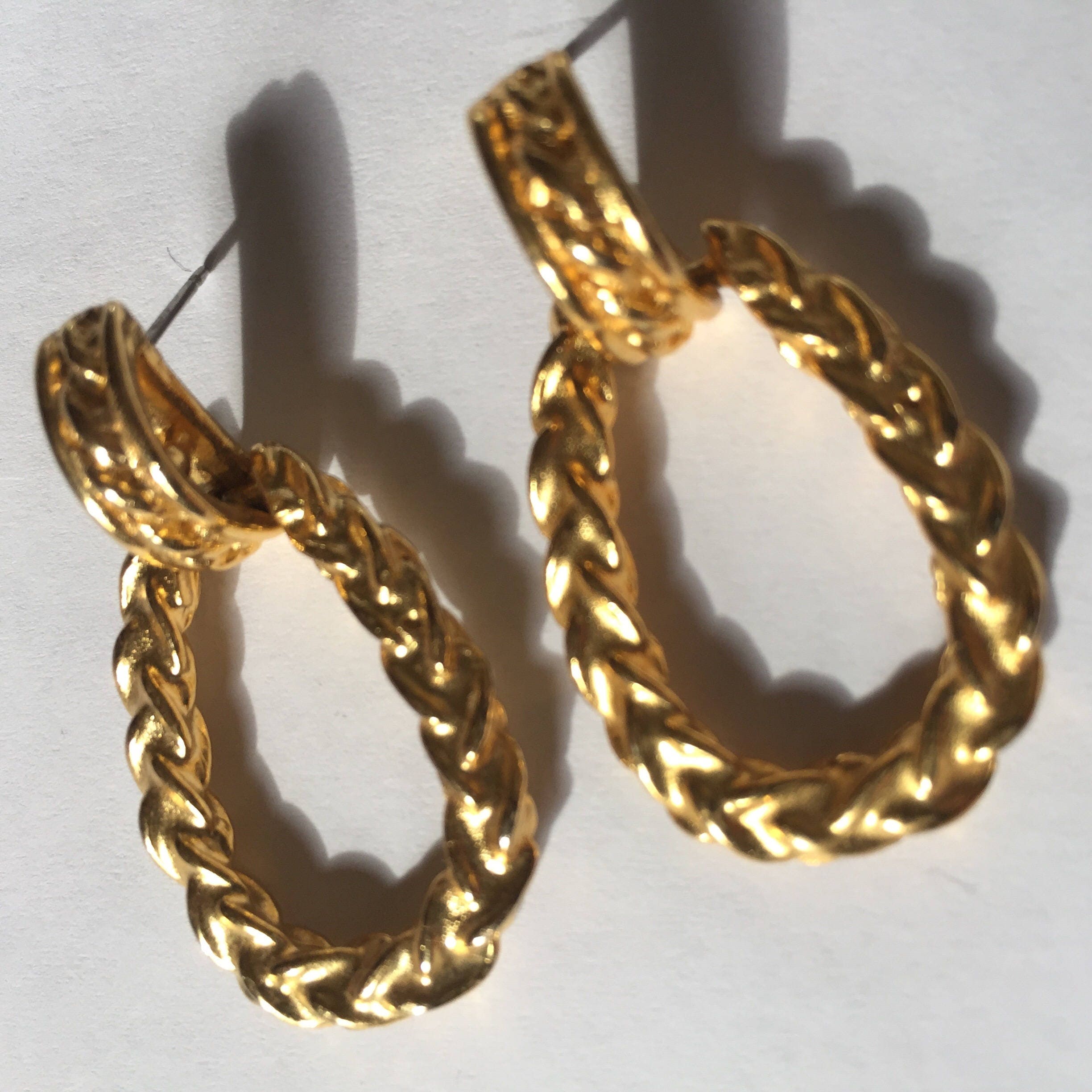 DELINDA EARRINGS vintage gold door knocker earrings pierced