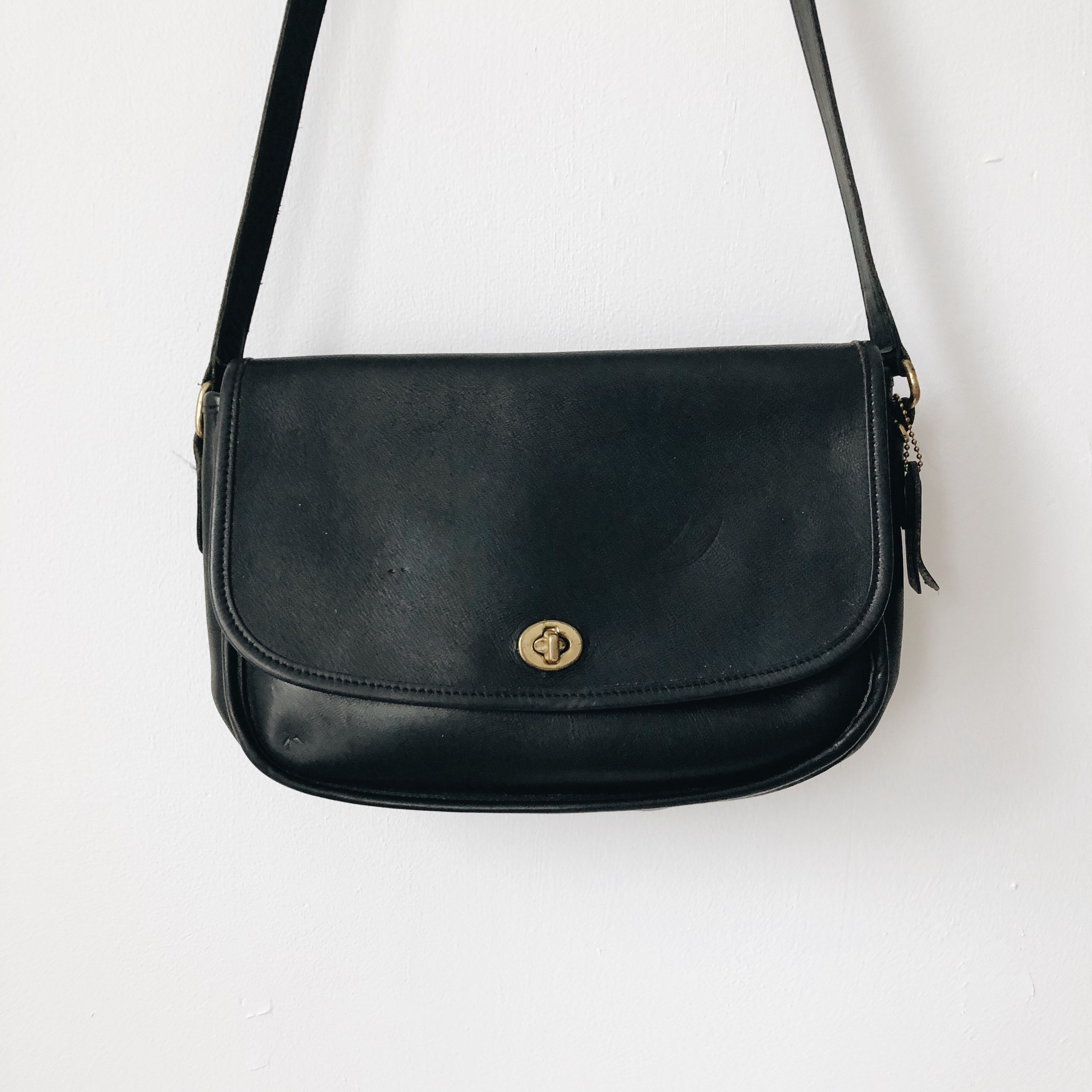 Vintage 90s Coach Black Leather Bag