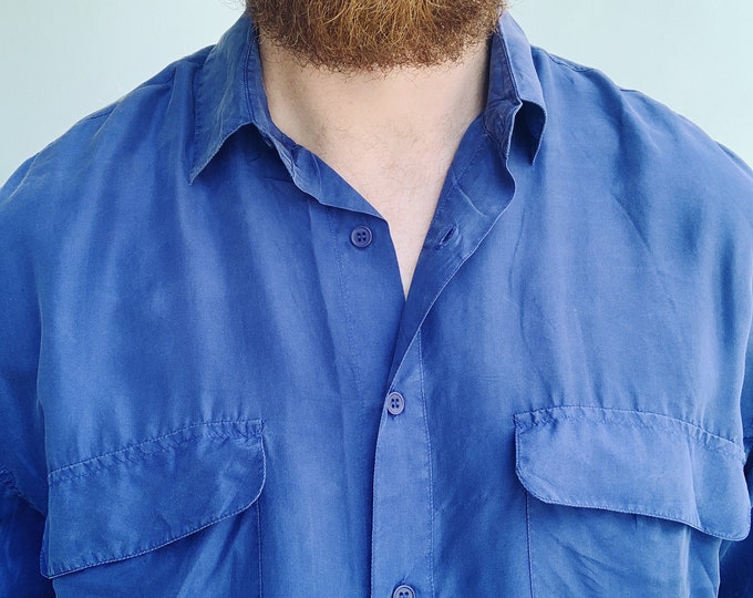 Men's 100% Silk Long-Sleeve Button Up