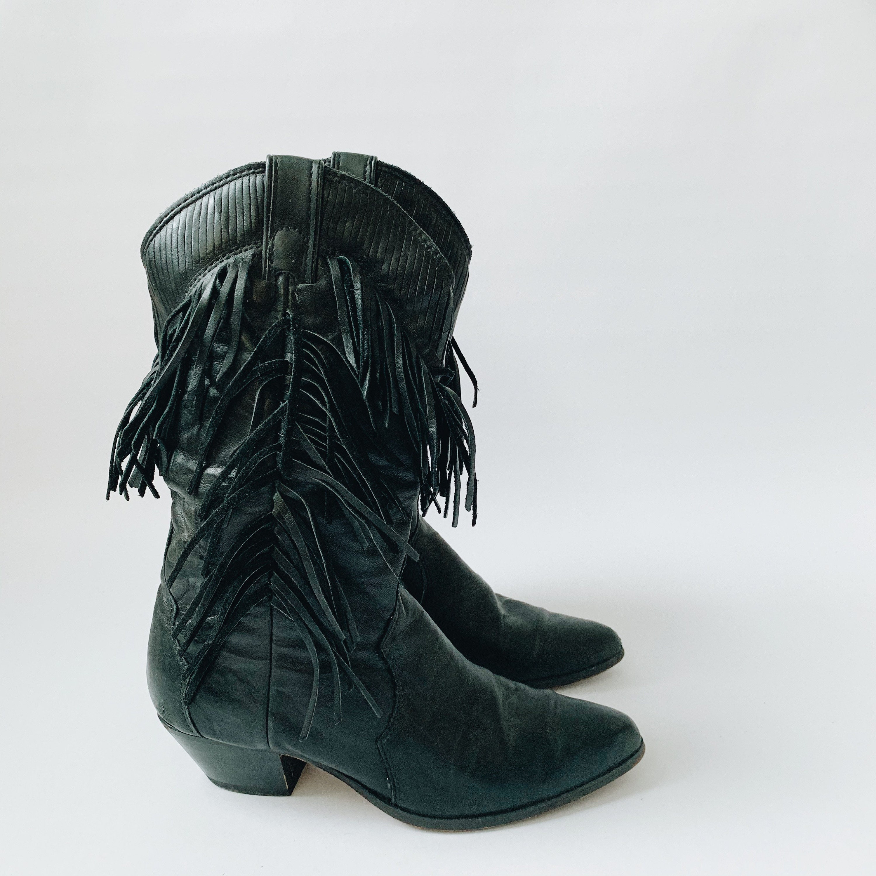 cowboy boots with fringe on side