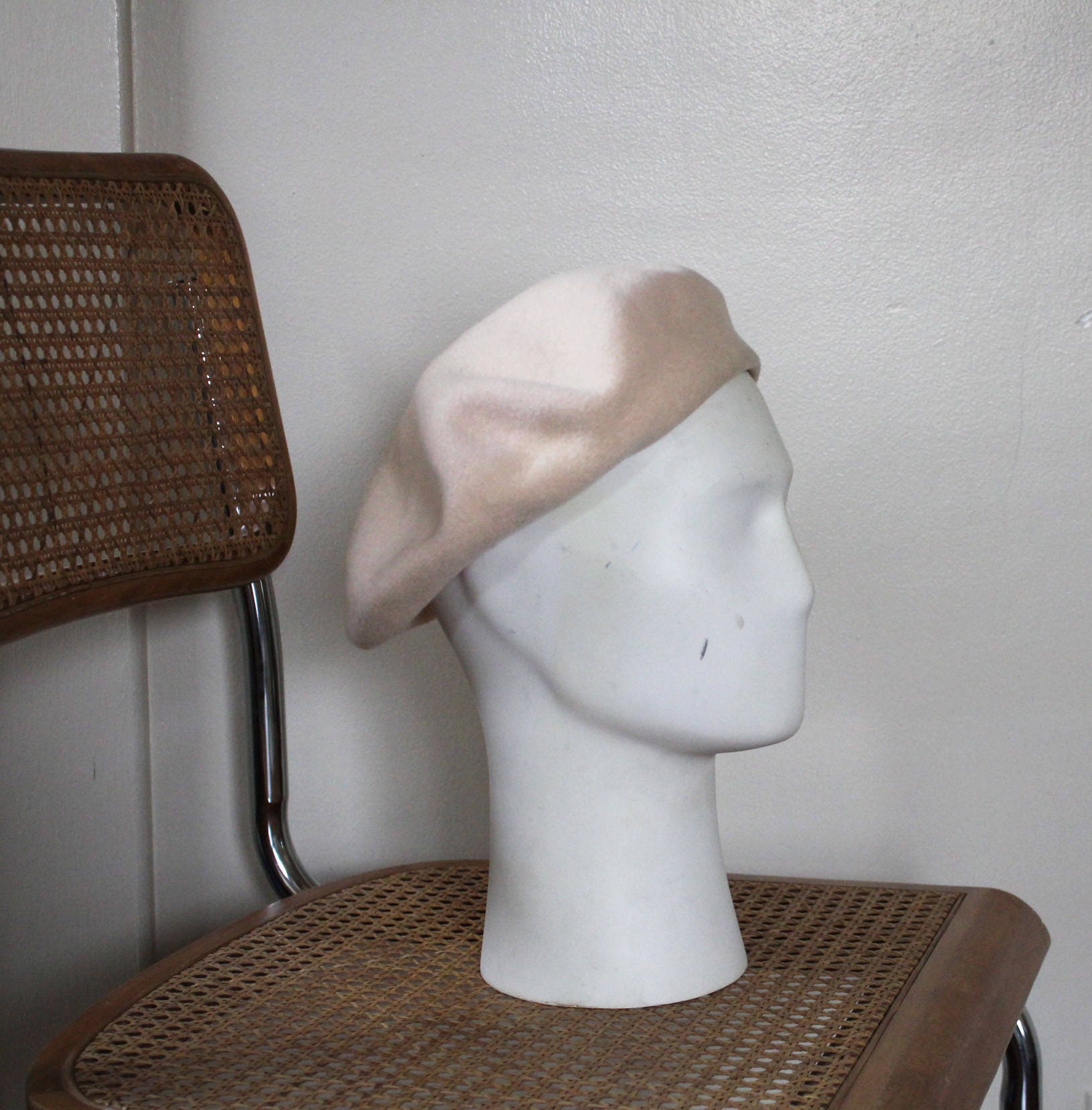 cream wool BERET winter beret beret hat women's beret vintage