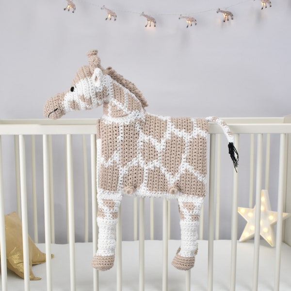 Giraffe Baby Blanket CROCHET PATTERN, Cuddle and Play Giraffe Blanket Toy Crochet Pattern, Crochet Baby Blanket Pattern,