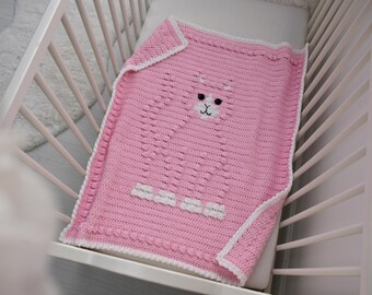 Crochet Cat Baby Blanket Pattern | Bobbly 3D Design (PDF Pattern)