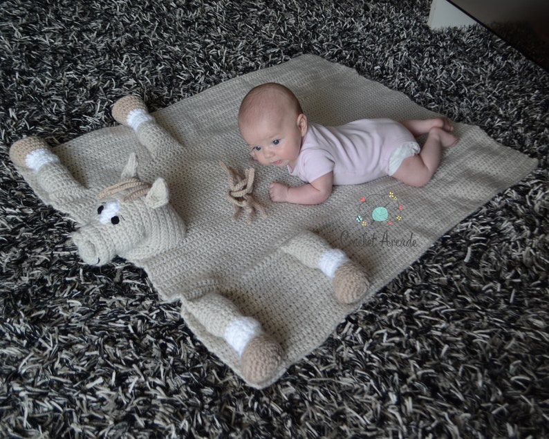 Unicorn Horse Baby Blanket CROCHET PATTERN PDF Cuddle & Play Horse Unicorn Blanket Toy Crochet Pattern Crochet Baby Blanket Pattern image 7