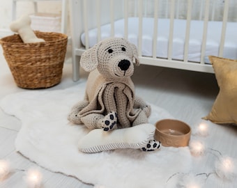 Labrador Blanket that turns into a Toy Crochet Pattern PDF download, Baby to Adult sizes.