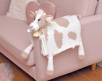 Crochet Cow Baby Blanket Pattern, Cuddle and Play Afghan (PDF Pattern)