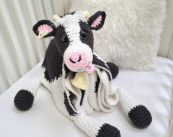 Folding Cow Baby Blanket CROCHET PATTERN (PDF) – Cuddle & Play Animal Blanket Toy, Baby to Adult