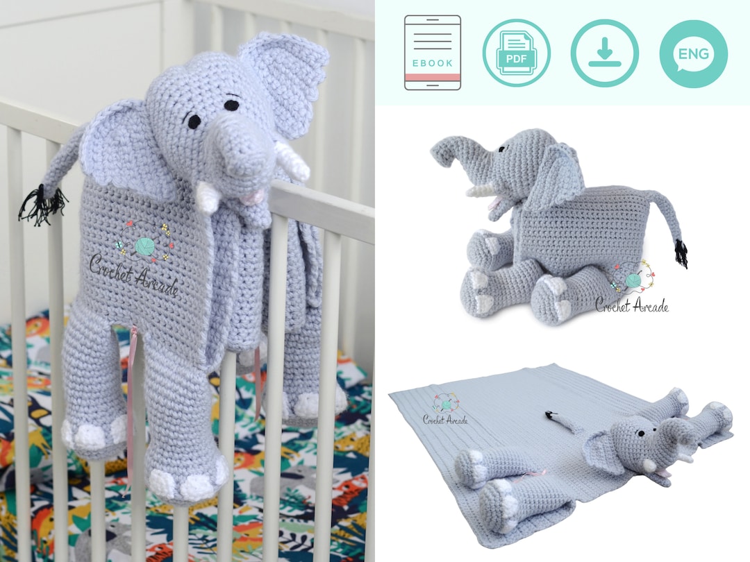 BABY BLANKET Crochet Pattern PDF Cuddle and Play Elephant