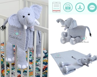 BABY BLANKET Crochet Pattern PDF | Cuddle and Play Elephant Crochet Baby Blanket Pattern | Elephant Baby Blanket Crochet Pattern | Amigurumi