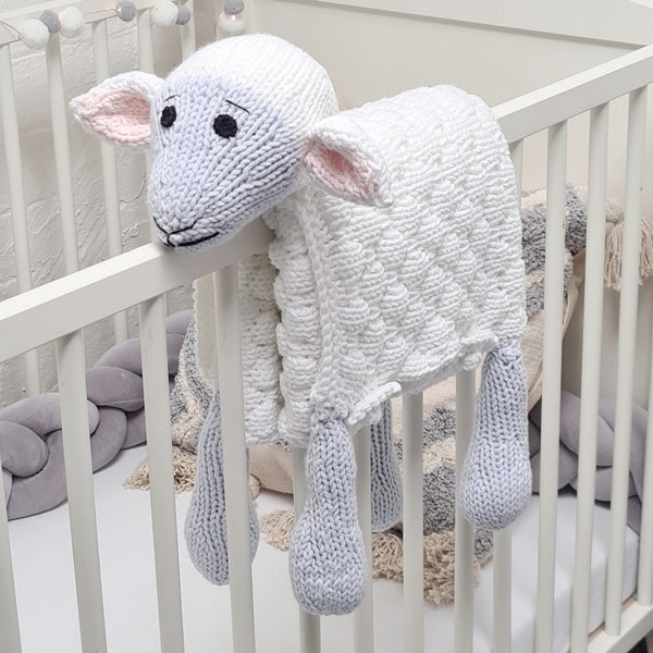 Knitted Sheep Blanket Pattern | Cuddle & Play Baby Blanket (PDF)