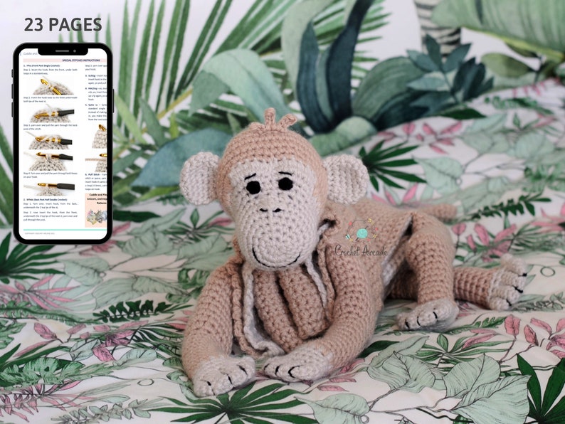 Monkey Baby Blanket Crochet PATTERN Crochet Monkey Crochet blanket pattern Baby Blanket Crochet Pattern Amigurumi Monkey Pattern image 7