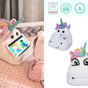 Alice the Unicorn Book Tablet Holder Crochet Pattern, Christmas gift crochet pattern, crochet gift idea pattern tablet stand crochet pattern