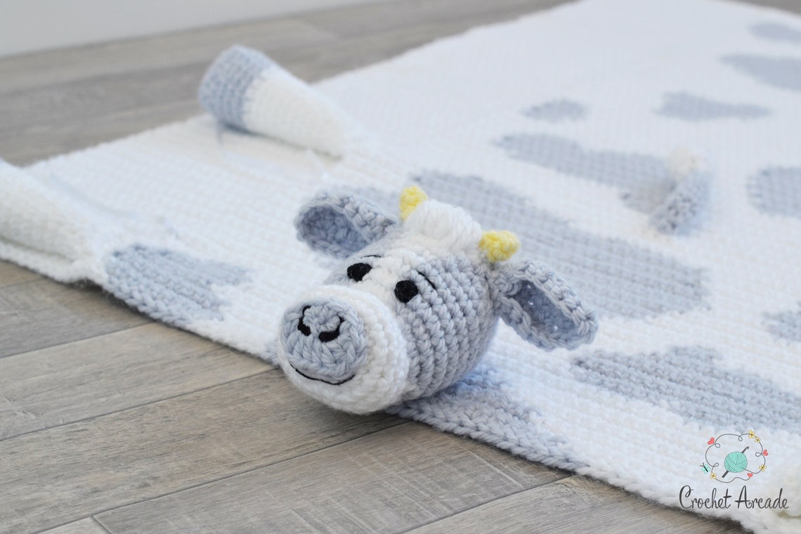 Cow Baby Blanket CROCHET PATTERN Cuddle and Play Cow Blanket Etsy