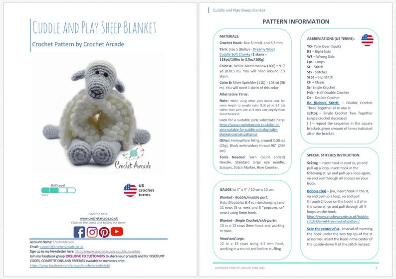 Pu&ograve; includere: Schema a uncinetto per una coperta di pecora da coccolare e giocare. Lo schema include istruzioni per realizzare una pecora bianca con un viso grigio e una coperta che pu&ograve; essere usata come giocattolo o coperta di sicurezza. Lo schema &egrave; scritto in termini di uncinetto americani.