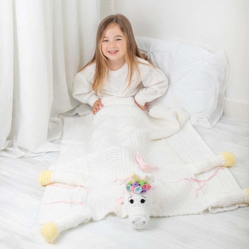 Unicorn Horse Baby Blanket CROCHET PATTERN PDF Cuddle & Play Horse Unicorn Blanket Toy Crochet Pattern Crochet Baby Blanket Pattern image 4