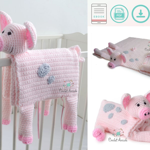 BABY BLANKET Crochet Pattern | Cuddle and Play Pig Crochet Baby Blanket Pattern | Piggy Baby Blanket Crochet Pattern | Baby Shower Gift Idea