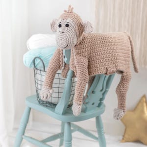 Monkey Baby Blanket Crochet Pattern | 3-in-1 Cuddle & Play (PDF)
