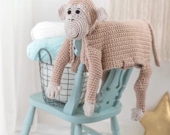 Monkey Baby Blanket Crochet Pattern | 3-in-1 Cuddle & Play (PDF)