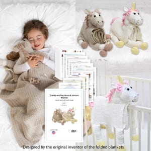 Unicorn Horse Baby Blanket CROCHET PATTERN PDF | Cuddle & Play Horse Unicorn Blanket Toy Crochet Pattern | Crochet Baby Blanket Pattern