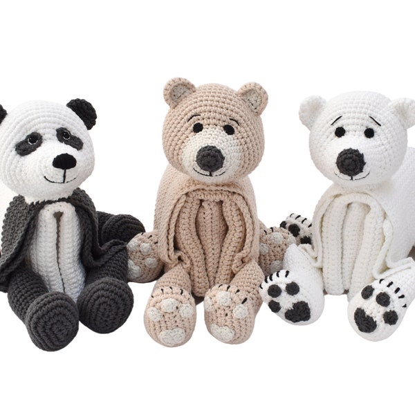 Bear Blanket Crochet PATTERN Cuddle and Play crochet blanket pattern | panda bear | teddy bear | polar bear | crochet bear baby blanket