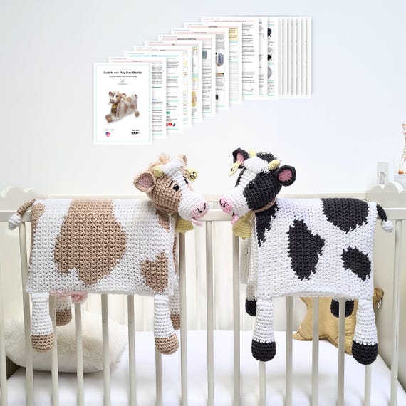 ORIGINAL Folding Cow Baby Blanket Crochet Pattern Cuddle and Play Cow Blanket Toy Crochet Pattern Baby Child and Adult Size Blanket Etsy
